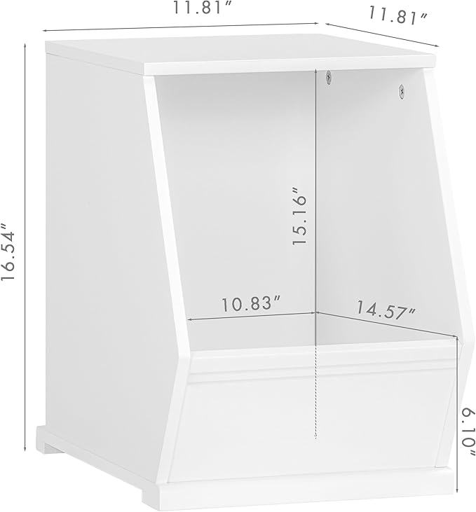 UTEX Toy Storage Organizer for Kids, Stackable Toy Storage Cabinet, Wooden Cubby Toy Organizer, White Toy Shelf for Playroom, Bedroom, Living room, Nursery, 1 Cubby