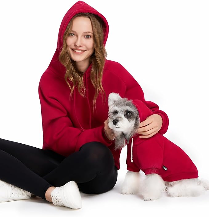 XPUDAC Matching Hoodie for Dogs and Humans Womens Hoodie Oversized Fleece Sweatshirts Long Sleeve Sweaters Pullover Fall Winter Clothes with Pocket, Red, Medium