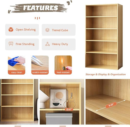 Basic Open Shelf Bookcase - 4-Tier Wooden Cube Storage Shelves Split Bookshelf, White