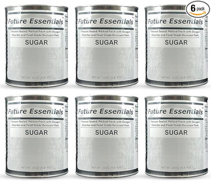 Future Essentials White Sugar Baking & Cooking Kitchen Staple Pure Sugar Emergency Food Storage Shelf Stable Ideal For Hiking, Backpacking & Camping Pack of 6