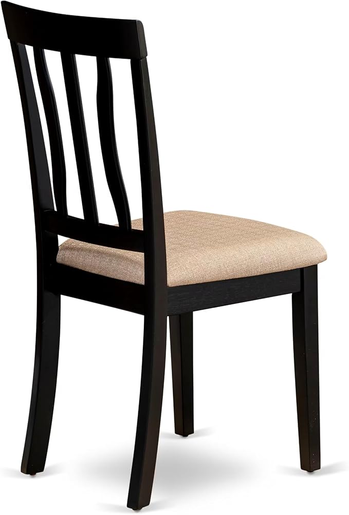East West Furniture LGAN7-BCH-C 7 Piece Dining Table Set Consist of a Rectangle Wooden Table with Butterfly Leaf and 6 Linen Fabric Dining Room Chairs, 42x84 Inch, Black & Cherry