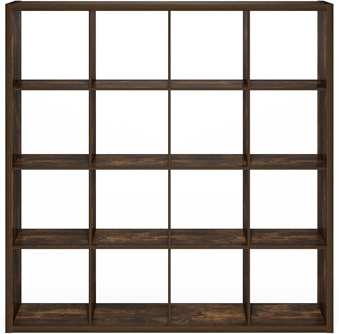Furinno Cubicle Open Back Decorative Cube Storage Organizer, 16-Cube, Amber Pine