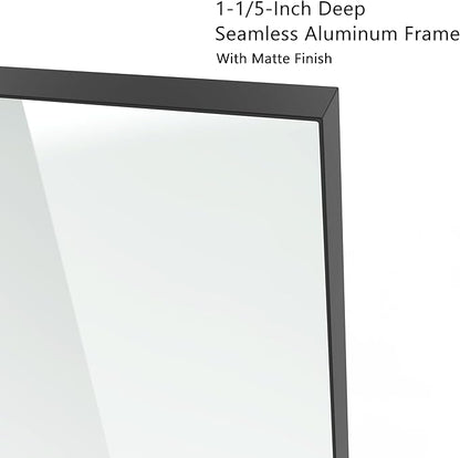 VocalStar Black Bathroom Mirror for Wall, 36 x 40 Inch Large Square Corner Rectangle Metal Framed Bathroom Vanity Mirrors Modern Farmhouse, 1/4-inch Shatterproof Glass | Ultra-Flush Hanging
