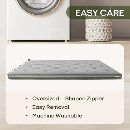 ZonLi Japanese Floor Futon Mattress Queen Size 80"x 60", 100% Cotton Cover 2.5'' Thicken Tatami Mattress, Foldable Sleeping Pad, Portable Dormitory Tatami Mat, Roll Up Floor Lounger Bed for Adult
