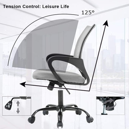 BestOffice Office Chair Ergonomic Cheap Desk Chair Mesh Computer Chair Lumbar Support Modern Executive Adjustable Stool Rolling Swivel Chair for Back Pain (Grey)