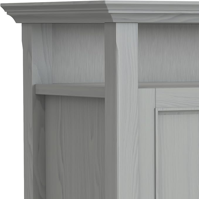 SIMPLIHOME Amherst 54-inch Wide Solid Wood TV Stand in Fog Grey, Transitional-Style Media Console for Living Room with Adjustable Shelves and Cable Management
