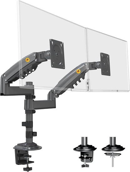 NB North Bayou Dual Monitor Desk Mount Stand Full Motion Swivel Computer Monitor Arm Fits 2 Screens up to 27'' with Load Capacity 4.4~19.8lbs for Each Monitor H180-G