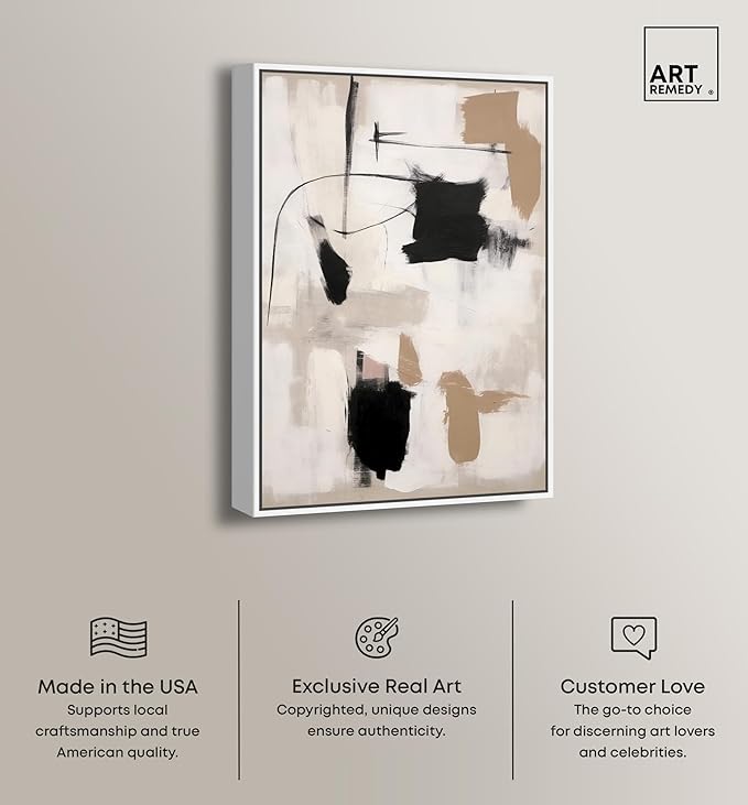Art Remedy Strings in Abstraction Canvas Muted Abstract Wall Art, White Frame, 16" x 24"