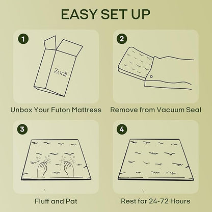 ZonLi Japanese Floor Futon Mattress Full Size 75"x 54", 100% Cotton Cover 2.5'' Thicken Tatami Mattress, Foldable Sleeping Pad, Portable Dormitory Tatami Mat, Roll Up Floor Lounger Bed for Adult