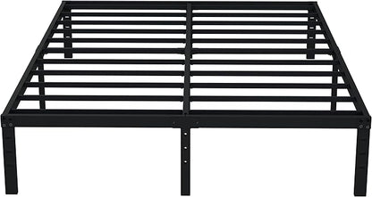 EMODA Queen Bed Frame No Box Spring Needed 14 Inch Heavy Duty Metal Platform BedFrame Queen Size with Steel Slats, Easy Assembly, Black