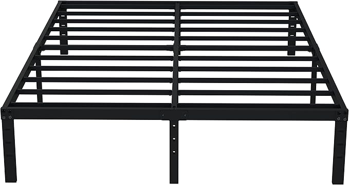 EMODA 14 Inch Full Size Bed Frame Heavy Duty Metal Platform No Box Spring Needed, Easy Assembly Noise Free, Black