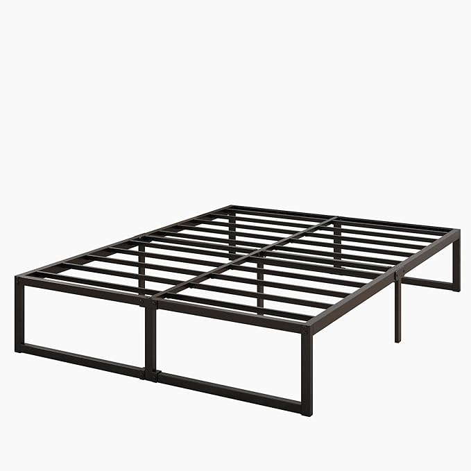 14 Inch King Bed Frame Sturdy Mattress Foundation, Heavy Duty Metal Platform with Steel Slats Support No Box Spring Needed, Noise Free, Easy Assembly, Black