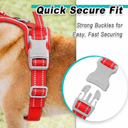 BARKBAY Dog Harness No Pull Mesh for Small Dogs - Adjustable, Reflective, Comfortable, No Choke, Heavy-Duty - Perfect for Outdoor Training, Walking, and Hiking - Strong & Durable - S & Red Mesh