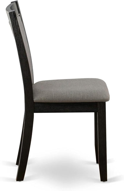 X07MZ-BC6-50 - 10-Pc Dining Table Set a Kitchen Table with a coffee Table and a wooden Bench & 7 Dark Gotham Grey Fabric Dining Chair, 39x120 Inch, Wire Brushed Black
