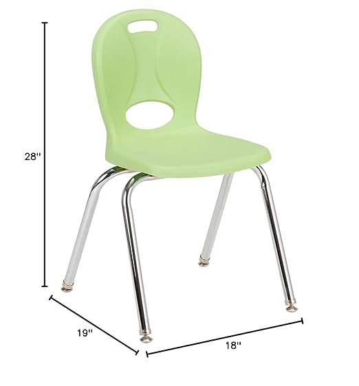 Learniture LNT-116-CSW-GA Learniture Structure Series School Chairs for Classroom, 16" Seat Height, Green Apple, Pack of 4