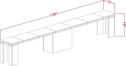 X07EL-BC6-35 - 10-Pc Kitchen Table Set a Rectangular Dining Table with a coffee Table wooden Bench & 7 Doeskin Linen Fabric Dining Chair, 39x120 Inch, Wire Brushed Black