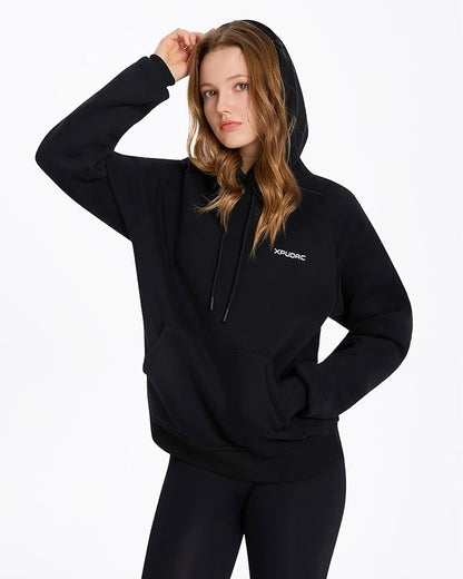 XPUDAC Matching Hoodie for Dogs and Humans Womens Hoodie Oversized Fleece Sweatshirts Long Sleeve Sweaters Pullover Fall Winter Clothes with Pocket, Black, X-Large