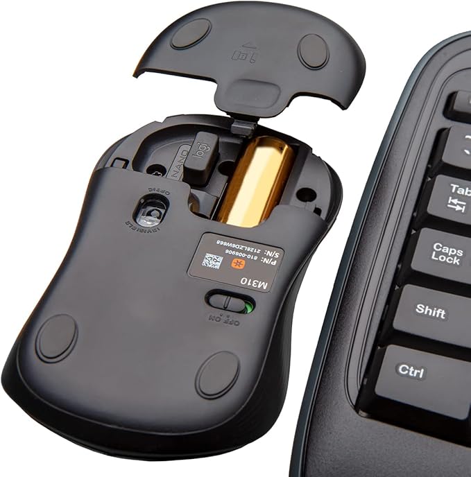 Logitech MK335 Quiet Wireless Keyboard and Mouse Combo - Black/Silver Keyboard and Mouse Combo Wireless, Ambidextrous