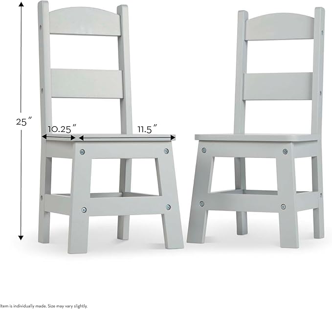 Melissa & Doug Wooden Chairs, Set of 2 - Gray Furniture for Playroom - Kids Wooden Chairs, Children's Wooden Playroom Furniture