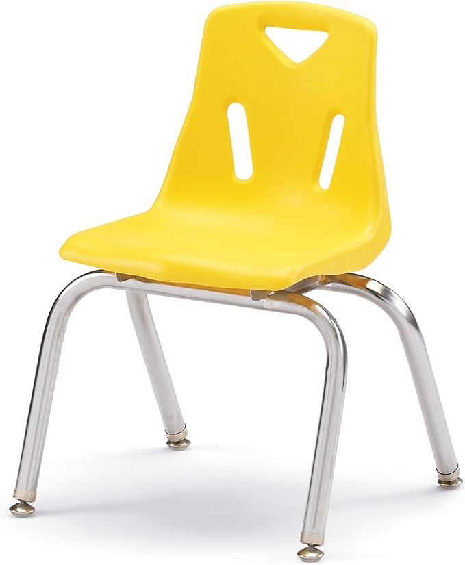 Berries Jonti-Craft 8144JC6007 Stacking Chairs with Chrome-Plated Legs, 14" Height, Yellow, Pack of 6