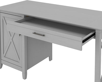 Bush Furniture Key West Computer Desk with Storage Farmhouse PC Table for Home Office in Cape Cod Gray 54W x 24D