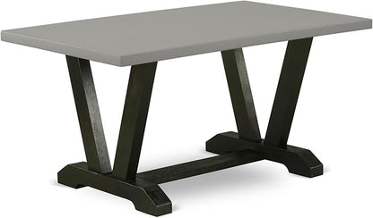 East West Furniture V696VE650-5 5 Piece Dining Set Includes a Rectangle Dining Room Table with V-Legs and 4 Dark Gotham Linen Fabric Parsons Chairs, 36x60 Inch, Multi-Color