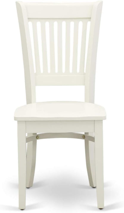 East West Furniture VAVA7-LWH-W 7 Piece Dining Room Table Set Consist of an Oval Kitchen Table with Butterfly Leaf and 6 Dining Chairs, 40x76 Inch, Linen White