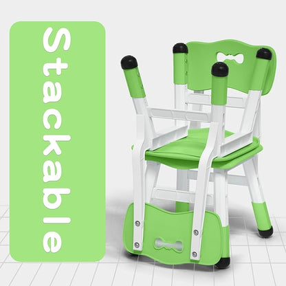 4 Piece Kids Chair Set 3 Levels Adjustable Stackable Kids Chairs Ideal for Playrooms, Schools, Daycares and Homes Washable and Easy to Clean Max Weight 220LB(Blue4-Piece Set)