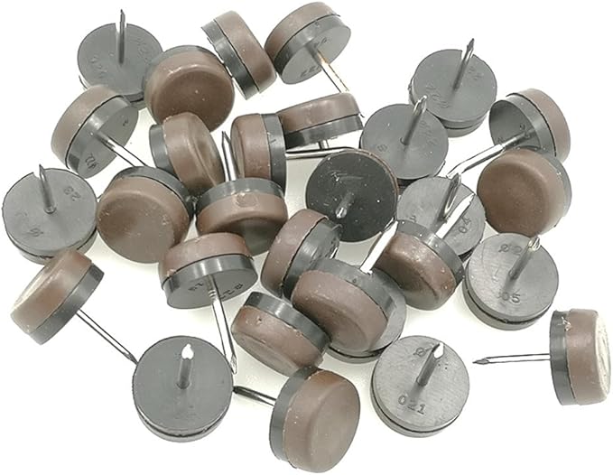 ALIMITOPIA 40pcs Furniture Glide Nail-in Thickened Nylon Chair Glide Slider Furniture Pad Floor Protector for Wooden Furniture Chair Tables Leg Feet(Φ20mm or 0.8";Brown)