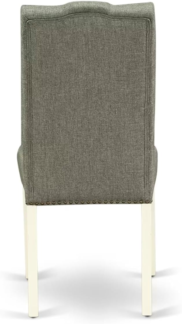 East West Furniture V097EL207-6 6 Piece Dining Room Table Set Contains a Rectangle Kitchen Table with V-Legs and 4 Gray Linen Fabric Parson Chairs with a Bench, 40x72 Inch, Multi-Color