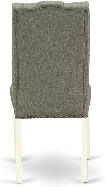 East West Furniture V097EL207-6 6 Piece Dining Room Table Set Contains a Rectangle Kitchen Table with V-Legs and 4 Gray Linen Fabric Parson Chairs with a Bench, 40x72 Inch, Multi-Color