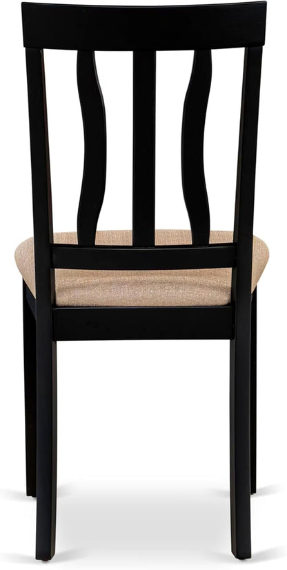 East West Furniture LGAN5-BLK-C 5 Piece Dinette Set for 4 Includes a Rectangle Dining Table with Butterfly Leaf and 4 Linen Fabric Dining Room Chairs, 42x84 Inch, Black