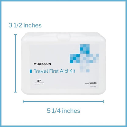 McKesson First Aid Kit - Travel Ready Portable Emergency Supplies for Minor Wound Care - Adhesive Bandages, Gauze Pads, Antiseptic Wipes, Burn Cream - Ideal for Travel, Car & On-The-Go - 37 Pieces