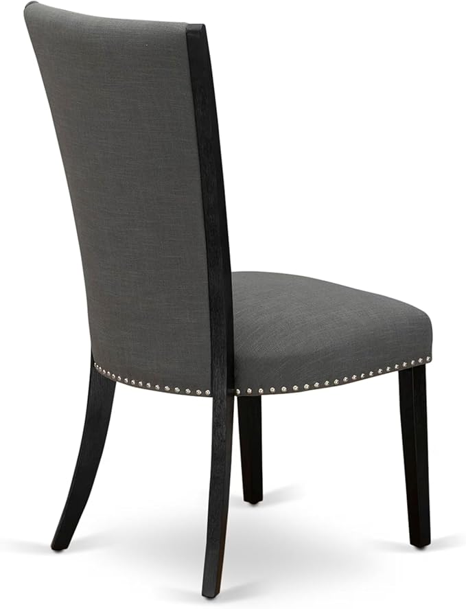 East West Furniture V626VE650-6 6 Piece Kitchen Table Set Contains a Rectangle Dining Table with V-Legs and 4 Dark Gotham Linen Fabric Parson Chairs with a Bench, 36x60 Inch, Multi-Color