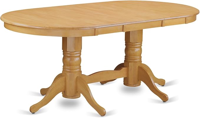 East West Furniture VAAB5-OAK-04 5 Piece Kitchen Table Set for 4 Includes an Oval Dining Table with Butterfly Leaf and 4 Light Tan Linen Fabric Upholstered Chairs, 40x76 Inch, Oak