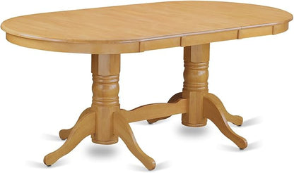 East West Furniture VAAB5-OAK-04 5 Piece Kitchen Table Set for 4 Includes an Oval Dining Table with Butterfly Leaf and 4 Light Tan Linen Fabric Upholstered Chairs, 40x76 Inch, Oak