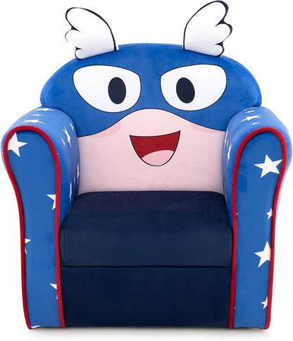 Costzon Kids Couch, Children's Sofa Armrest Chair with Pattern, Toddler Furniture w/Sturdy Wood Construction, Preschool, Lightweight Kids Couch Sofa Chair for Aged 1-5 Boys & Girls Gifts, Flyman