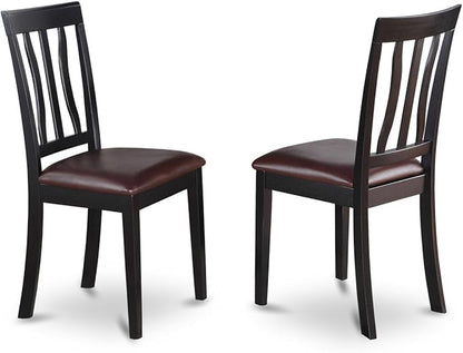 East West Furniture LGAN7-BLK-LC 7 Piece Kitchen Table Set Consist of a Rectangle Dining Table with Butterfly Leaf and 6 Faux Leather Dining Room Chairs, 42x84 Inch, Black