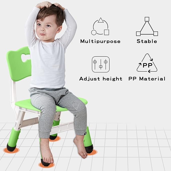 4 Piece Kids Chair Set 3 Levels Adjustable Stackable Kids Chairs Ideal for Playrooms, Schools, Daycares and Homes Washable and Easy to Clean Max Weight 220LB(Blue4-Piece Set)