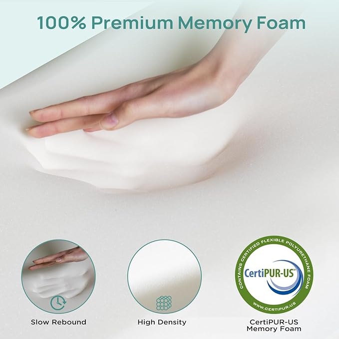 3 Inch Twin Mattress Topper for College Dorm, Memory Foam Bed Topper with Options for Back Pain Relief, Mattress Topper with 2-Sided Cover, CertiPUR Certified Dorm Bed