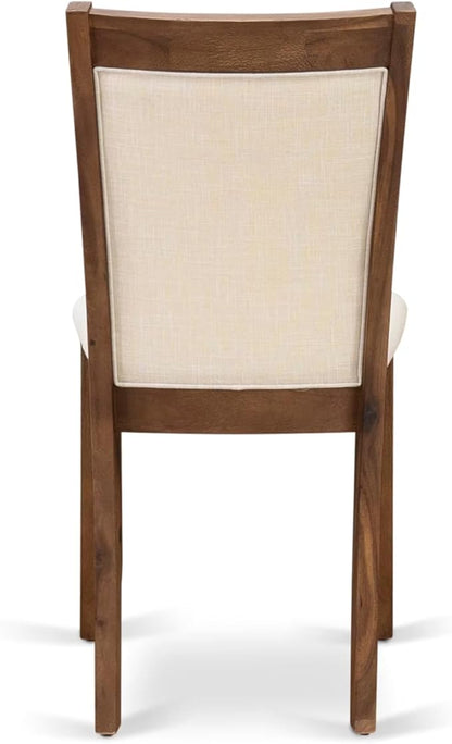 East West Furniture V777MZN32-5 5 Piece Modern Dining Table Set Includes a Rectangle Wooden Table with V-Legs and 4 Light Beige Linen Fabric Upholstered Chairs, 40x72 Inch, Multi-Color