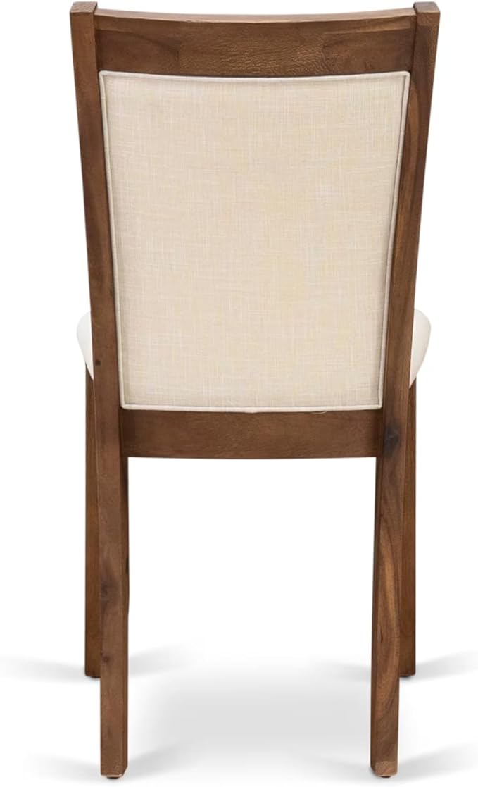 East West Furniture V797MZN32-7 7 Piece Modern Dining Table Set Consist of a Rectangle Wooden Table with V-Legs and 6 Light Beige Linen Fabric Parsons Dining Chairs, 40x72 Inch, Multi-Color