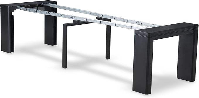 X07MZ-B06-50 - 9-Pc Dining Table Set a Rectangular Dining Table and a wooden Bench and 7 Dark Gotham Grey Linen Fabric Kitchen Chair, 39x120 Inch, Wire Brushed Black