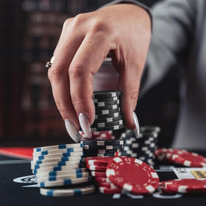 Poker Chip Set - 11.5g Poker Set with Cards, Buttons, Carrying Case, and 500 Poker Chips for Texas Hold'em and Blackjack Games by Trademark Poker