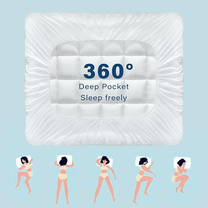 Anluoer Full Memory Foam Mattress Topper, Pillow Top Mattress Topper for Back Pain, Extra Thick Breathable Mattress Pad with 8-21" Deep Pocket, 54x75 Inches, Cream