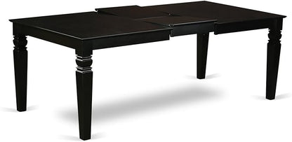 East West Furniture LGDU9-BLK-LC 9 Piece Kitchen Table Set Includes a Rectangle Dining Room Table with Butterfly Leaf and 8 Faux Leather Upholstered Chairs, 42x84 Inch, Black