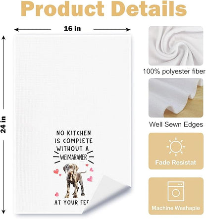 Weimaraner Gifts Kitchen Towels, Weimaraner Dog Dish Tea Towels for Kitchen Decor, Dog Lover Mom Dad Gifts Decorative Hand Towel, 16x24 Inches Set of 2
