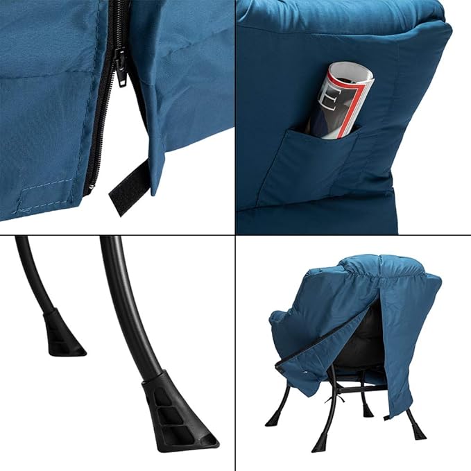 HollyHOME Modern Fabric Large Lazy Accent Chair, Oversized Comfy Reading Lounge Chair, Thick Padded Cozy With Armrest, Steel Frame Leisure Sofa for Living Room, Bedroom, Dorm, Navy Blue