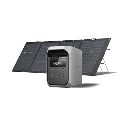 EF ECOFLOW Solar Generator DELTA 3 Classic with 220W Solar Panel, 1024Wh LiFePO4 Battery Portable Power Station, 1800W AC/100W USB-C Output (3600W Surge), 1 Hr Fast Charge for Home, Camping, RV