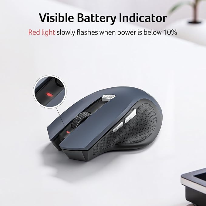 acer Wireless Mouse for Laptop, 2.4GHz Computer Mouse 3 Adjustable DPI Office Cordless USB Mice with USBA Receiver, 6 Buttons, 1600 DPI, Medium to Large Sized Hands Compatible with PC, Laptop, Desktop